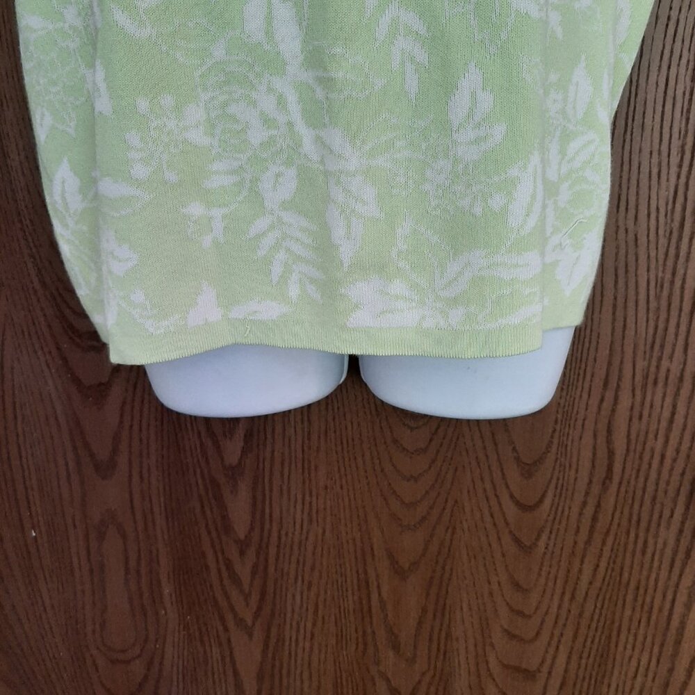 Vintage Talbots Made In Italy Green White Floral Short Sleeve Top 3X - Picture 4 of 5